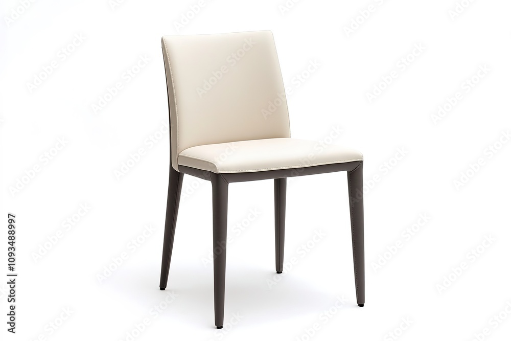 Minimalist cream chair on white background Minimalist cream chair on white background