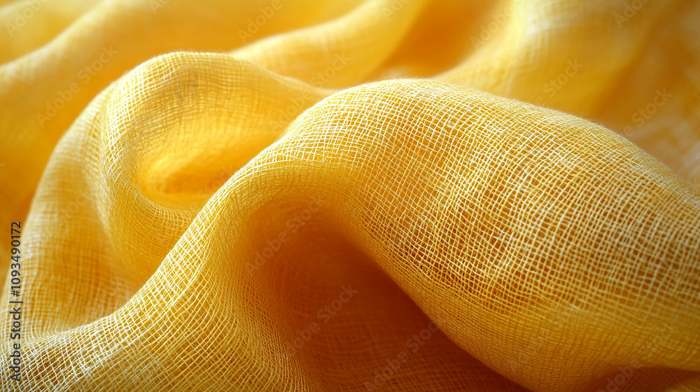 Soft, yellowish-gold fabric with folds and creases. Soft, yellowish-gold fabric with folds and creases.