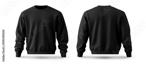 Black Crewneck Sweatshirt Mockup: Front and Back Views