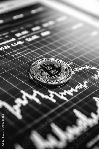 White tone, background image, growing cryptocurrency chart 