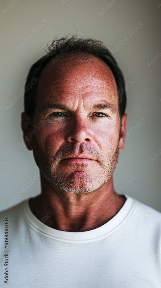 Middle-aged man with a rapidly receding hairline and widening part appearing more exposed Middle-aged man with a rapidly receding hairline and widening part appearing more exposed