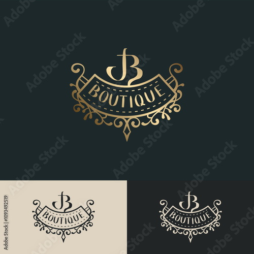 Monogram design elements, graceful template. Calligraphic Letter B. Line art logo design. Emblem identity for Restaurant, Royalty, Boutique, Cafe, Hotel, Heraldic, Jewelry, Fashion, Wine. Vector