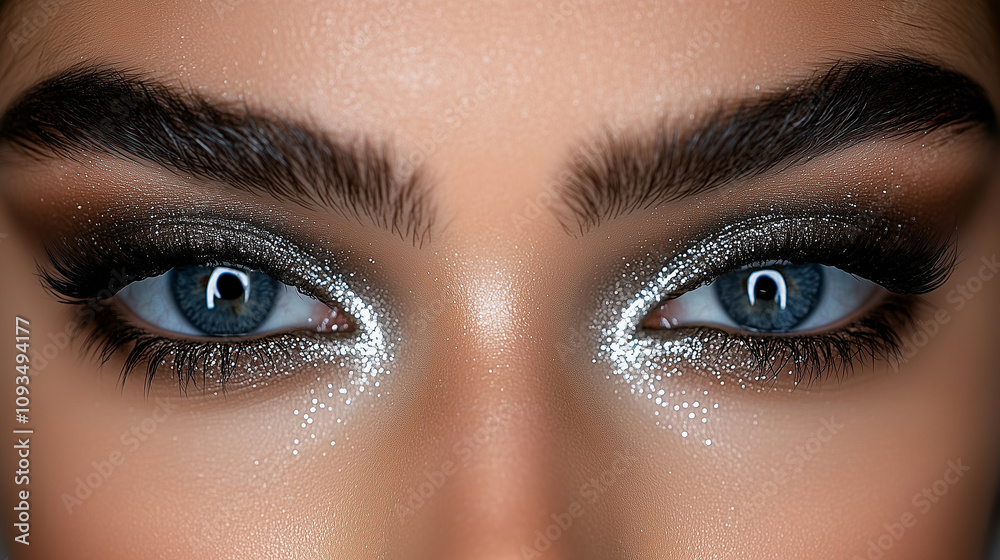 Sparkling eye makeup close-up Sparkling eye makeup close-up