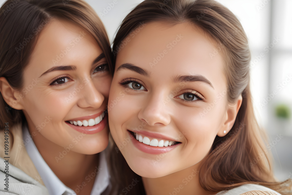 Happy mother and daughter smiling and embracing, authentic family moments