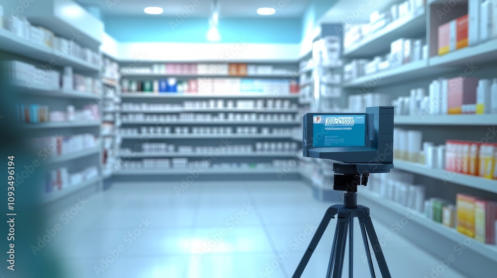 Blurred shelves in a pharmacy or drugstore interior.
Blurred shelves in a pharmacy or drugstore interior.