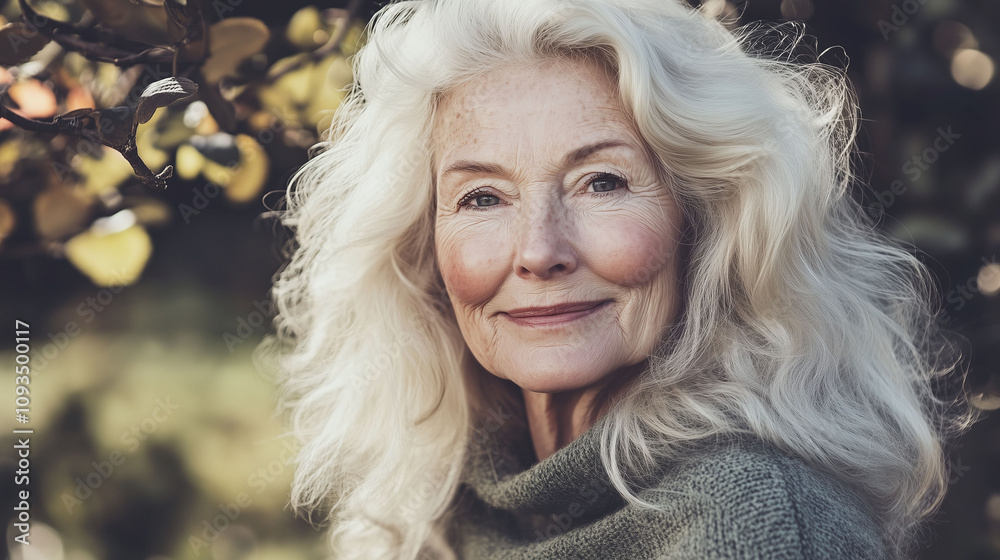 Radiant matriarch with flowing golden blonde beachy waves framing her face beautifully and enhancing her natural glow Radiant matriarch with flowing golden blonde beachy waves framing her face beautifully and enhancing her natural glow