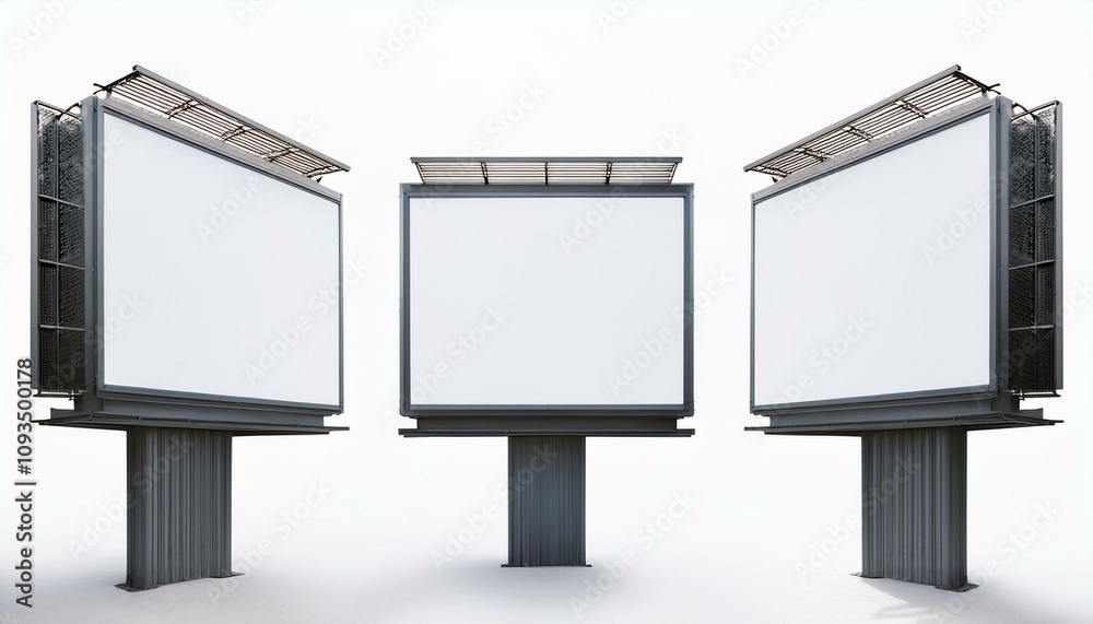 Obraz premium Three blank billboards on a white background. 3D Rendering
