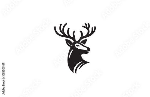 deer silhouette vector outline art illustration logo design
