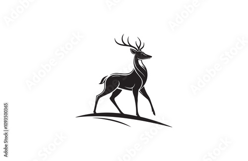 deer silhouette vector outline art illustration logo design
