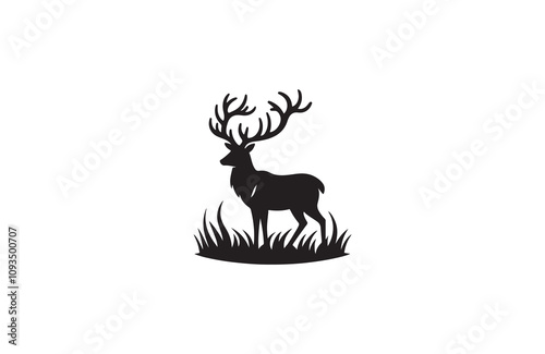 deer silhouette vector outline art illustration logo design
