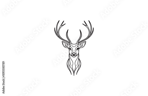 deer silhouette vector outline art illustration logo design
