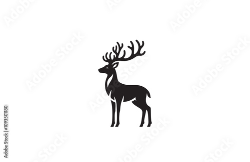 deer silhouette vector outline art illustration logo design
