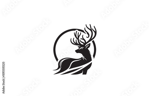 deer silhouette vector outline art illustration logo design
