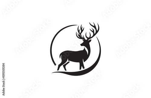 deer silhouette vector outline art illustration logo design
