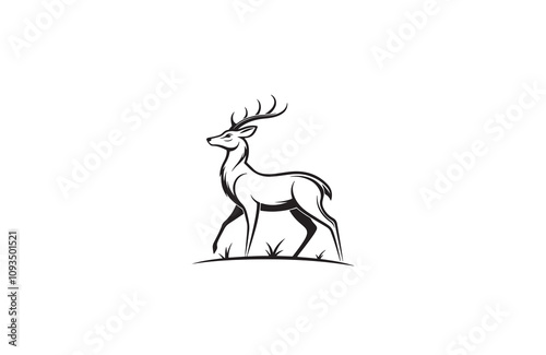 deer silhouette vector outline art illustration logo design
