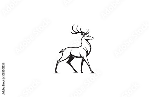 deer silhouette vector outline art illustration logo design
