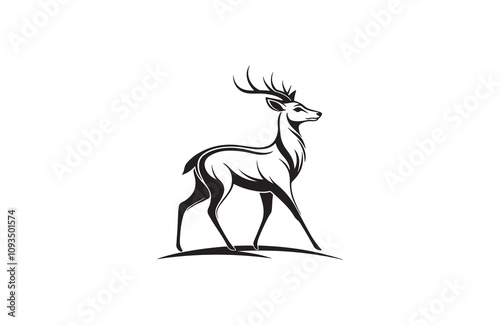 deer silhouette vector outline art illustration logo design
