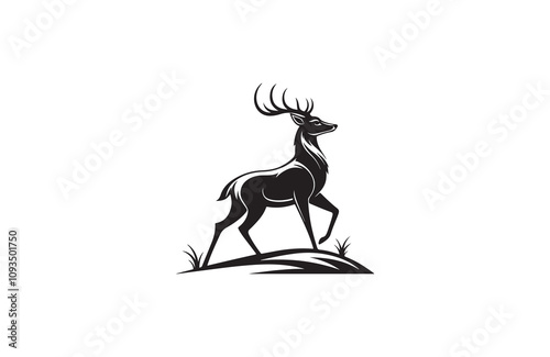 deer silhouette vector outline art illustration logo design
