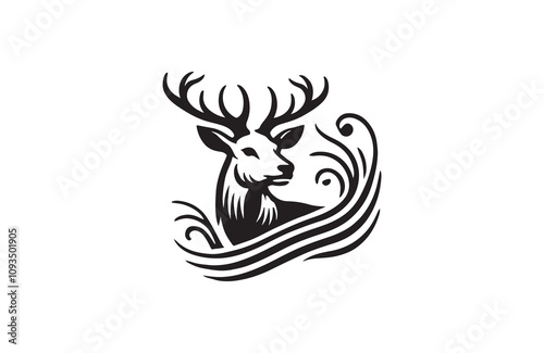 deer silhouette vector outline art illustration logo design
