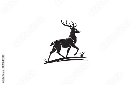 deer silhouette vector outline art illustration logo design
