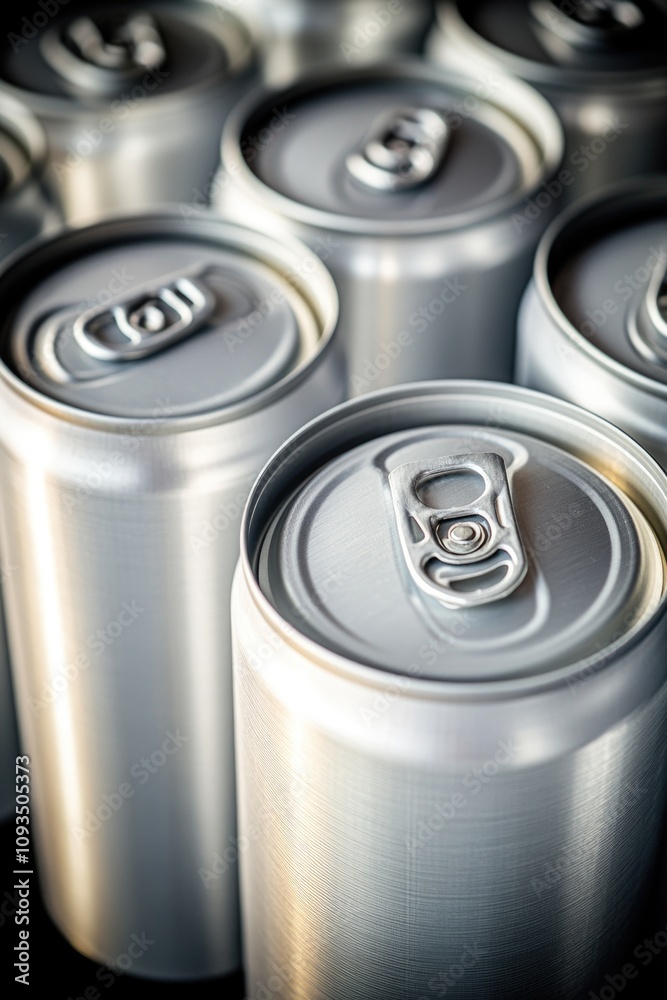 Close-up shot of a collection of soda cans