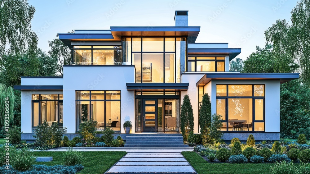 Stunning Modern Mansion: Luxury Home Design at Dusk