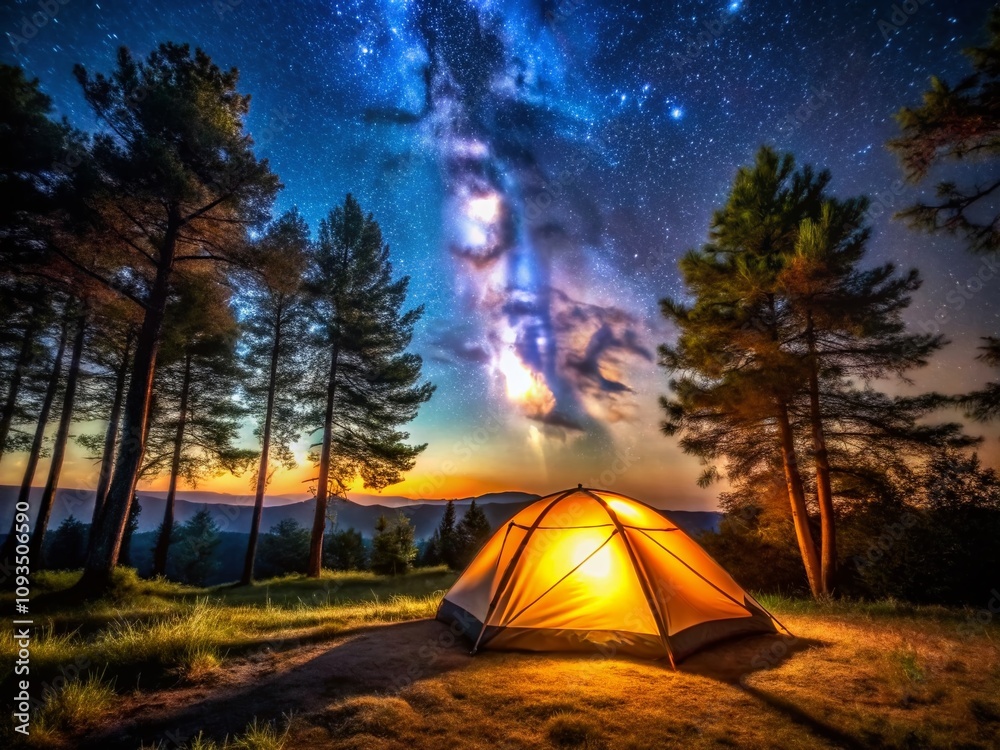 Serene Night Photography of a Tent of Meeting Under a Starry Sky, Illuminated by Soft Lantern Light, Surrounded by Nature's Beauty, Perfect for Spiritual and Outdoor Themes Serene Night Photography of a Tent of Meeting Under a Starry Sky, Illuminated by Soft Lantern Light, Surrounded by Nature's Beauty, Perfect for Spiritual and Outdoor Themes