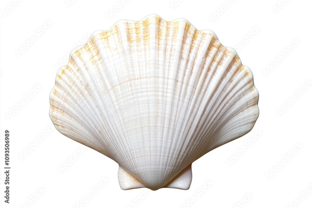 A single white shell sitting on a white background A single white shell sitting on a white background