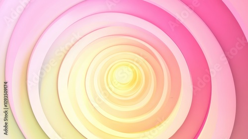 Concentric circular patterns in pink and yellow pastel tones with a glowing center