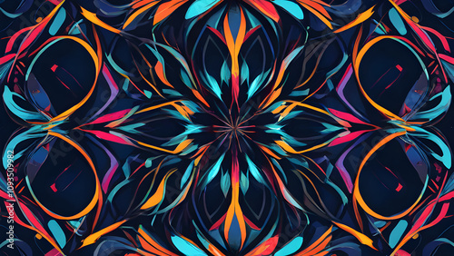 Colorful abstract swirls creating a stunning kaleidoscope pattern