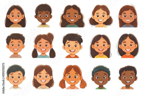 A diverse group of people showing various facial expressions, great for illustrating social dynamics or emotional responses