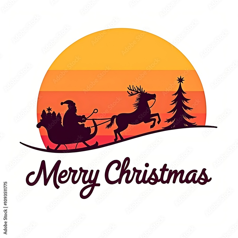 Fototapeta premium Vintage Merry Christmas T-Shirt design