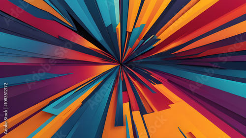 Vibrant converging lines create a sense of depth and movement
