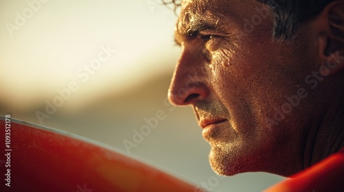 A person holding a surfboard in a close-up shot photo