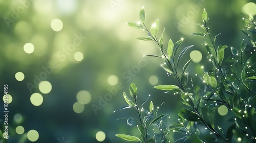 Spring Background - Abstract Banner - Green Blurred Bokeh Light

 photo