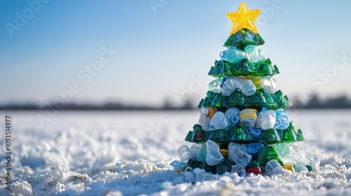 Creative Eco-Friendly Christmas Tree Made of Recycled Plastic Bottles