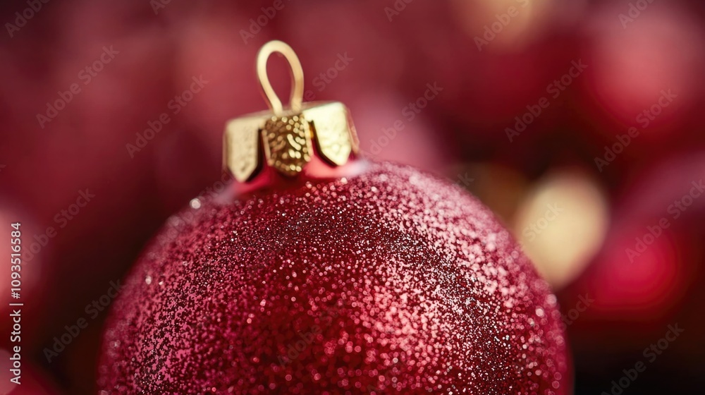 A decorative red ornament topped with a golden ribbon, perfect for holiday or seasonal decoration A decorative red ornament topped with a golden ribbon, perfect for holiday or seasonal decoration