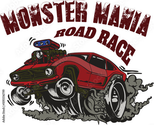 Monster Mania Vintage effect T-shirt Design