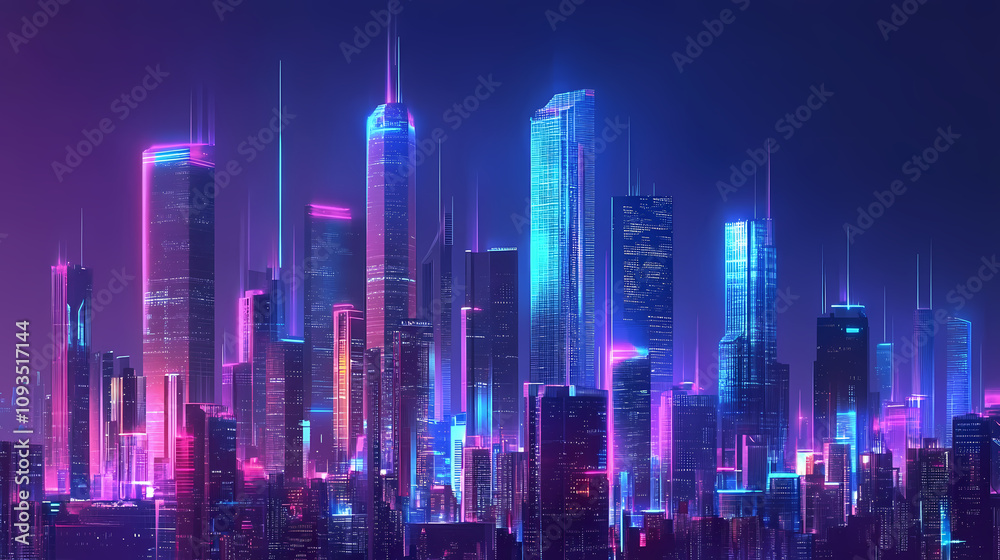 Fototapeta premium A futuristic smart digital city concept. business concept for smart cities and technology. Futuristic Holographic Cities. Illustration