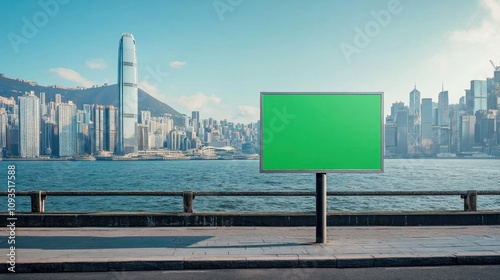 Green Screen Billboard overlooking Hong Kong Skyline