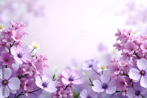 Floral spring background with purple lilac flowers