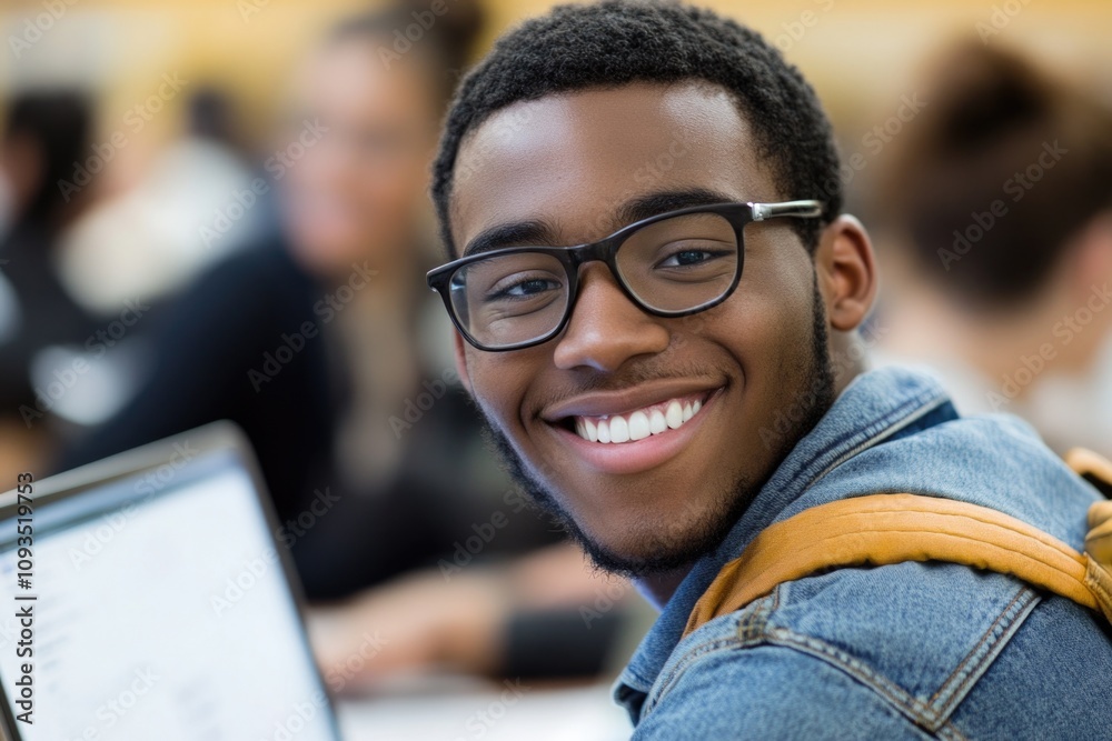 A person smiling while working on a computer, suggesting a modern and tech-savvy individual A person smiling while working on a computer, suggesting a modern and tech-savvy individual