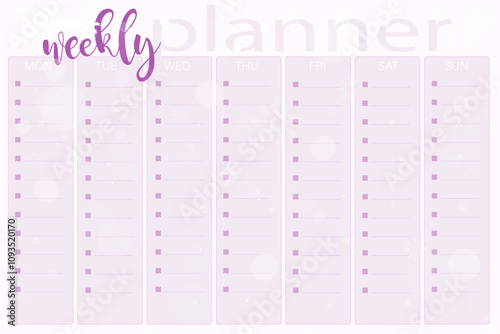 Weekly planner in pink tones