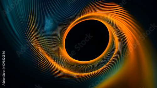 Abstract blue and orange swirl lines circle background with light effect. 
