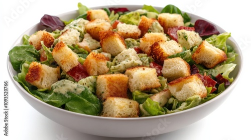 Fresh Garden Salad with Croutons and Creamy Dressing