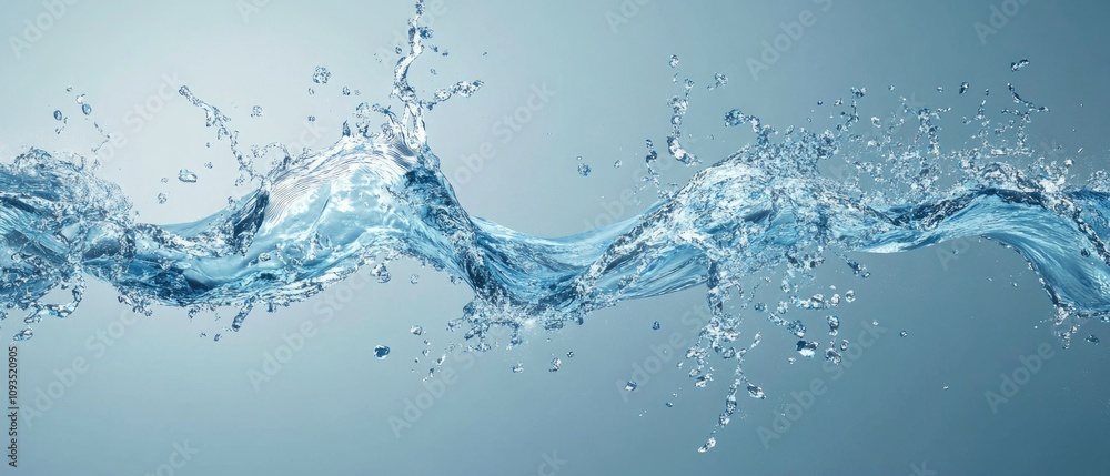 Blue water wave splash with droplets. Blue water wave splash with droplets.