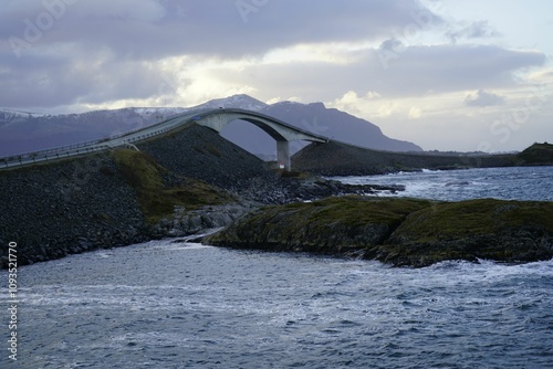 Scenic view of the Atlantic Road featuring the iconic Storseisund Bridge photo