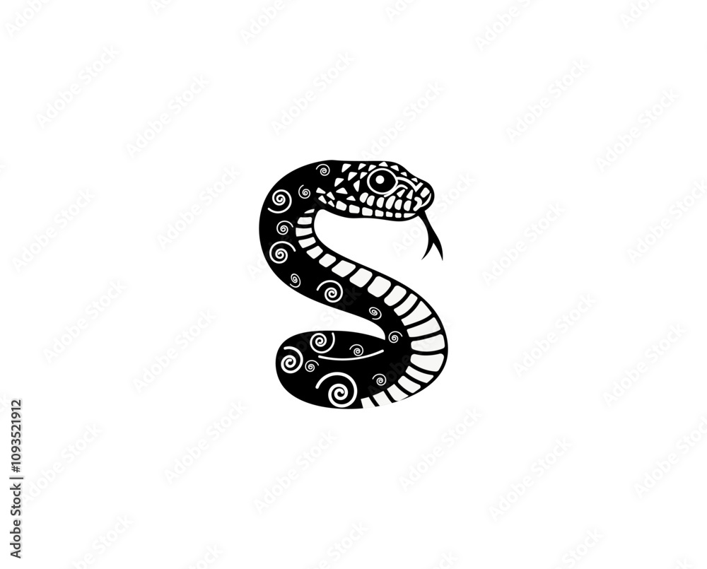 Fototapeta premium Vector illustration of a cartoon snake with its tongue hanging out