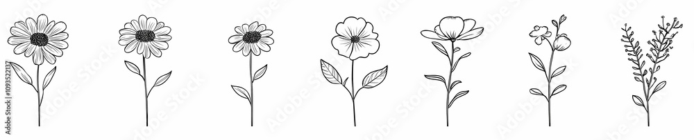 Elegant Flower Icons Set Elegant Flower Icons Set