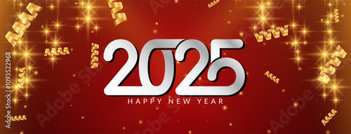 Modern Happy New year 2025 stylish banner design